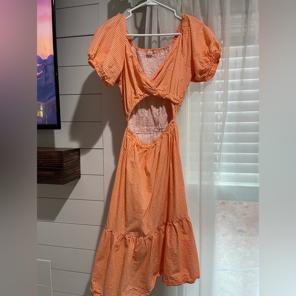 Orange and white summer dress